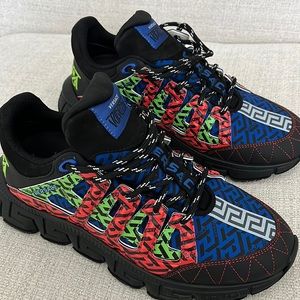 VERSACE
Leather Printed Athletic Sneakers